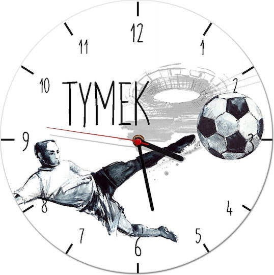 Стенен часовник за момче - детска декорация с футболна картинка + име