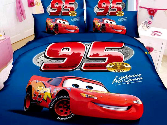 Детска Завивка Едноспална Disney Mqqueen Синя 150x220см