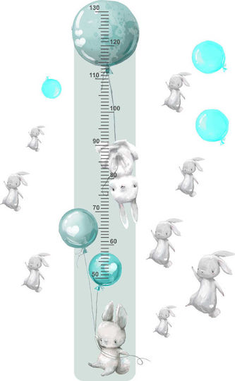 Children's Growth Chart Colorful Wall Sticker Grey Bunnies 45x120