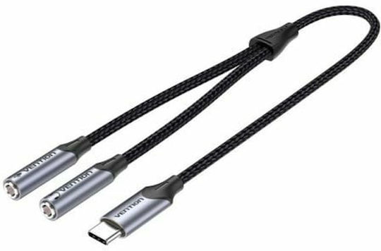 Vention Cablu USB 2.0 USB-C Male - 3,5 mm Gri 0,3m BGNHY