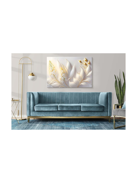 Moderne Gemälde Wohnzimmer Schlafzimmer Blätter Gold Glamour Stil 80x120