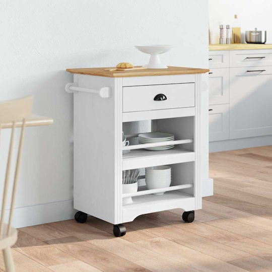 vidaXL Ραφιέρα Κουζίνας Ξύλινη 4 Θέσεων Λευκή 67.5x45x80cm