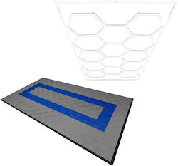 Hexagon Led Light & Vented Garage Floor Tiles Edges 90 Grey & 30 Blue