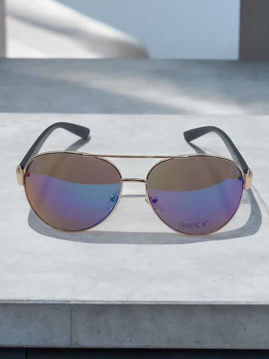 Dasoon Vision Unisex Γυαλιά Ηλίου με Χρυσό Σκελετό και Χρυσό Φακό 2478038