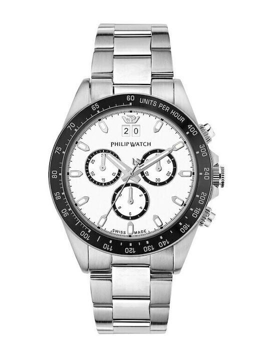 Philip Watch Caribe Herrenuhr Batterie mit Silber Metallarmband