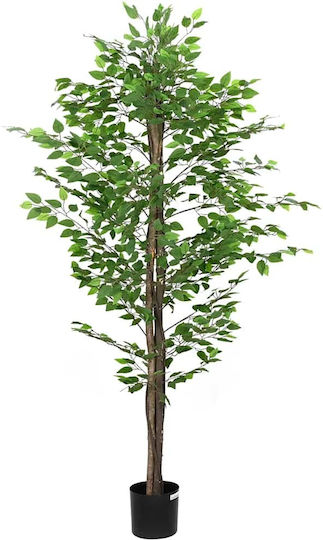 Изкуствено растение в саксия Ficus Lyrata Green 200см vidaXL