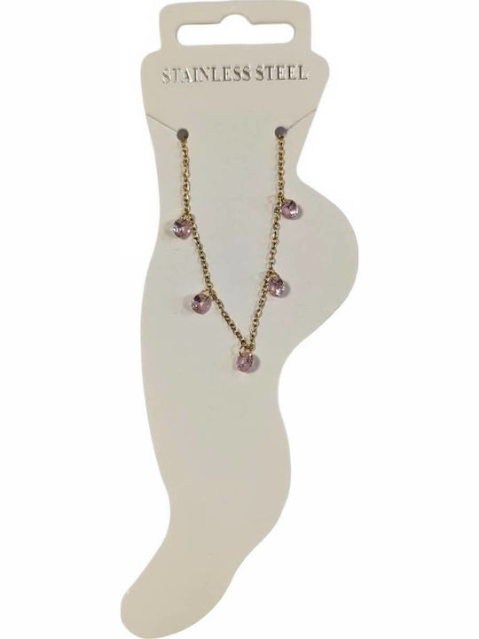 Vergoldete Fußkette aus Edelstahl Rosa