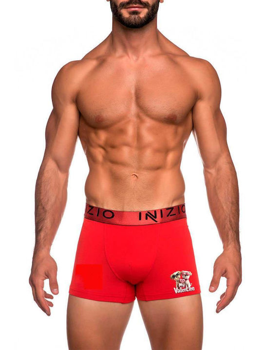 Inizio Men's Boxer Red with Patterns