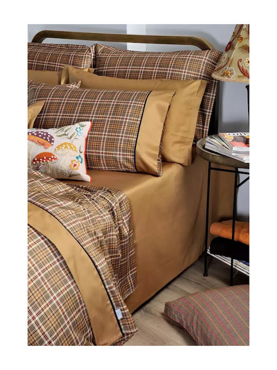 Down Town Home Carreaux Σετ Σεντόνια Υπέρδιπλα 245x280εκ. Gold (4τμχ)