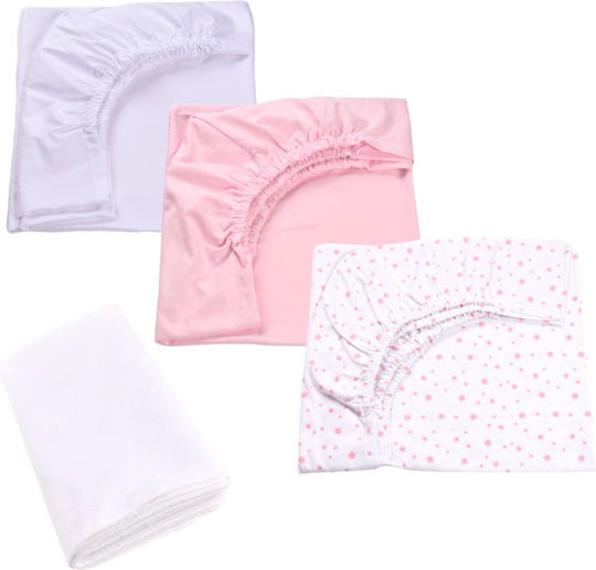 Confort Family Seturi de cearșafuri pentru bebeluși Pentru Patut Bumbac Roz 90x40buc 3buc
