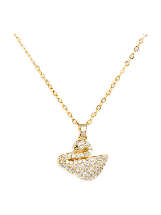 Charm Schwan aus Vergoldet Stahl mit Zirkon