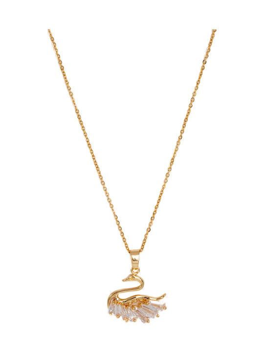 Charm Schwan aus Vergoldet Stahl mit Zirkon