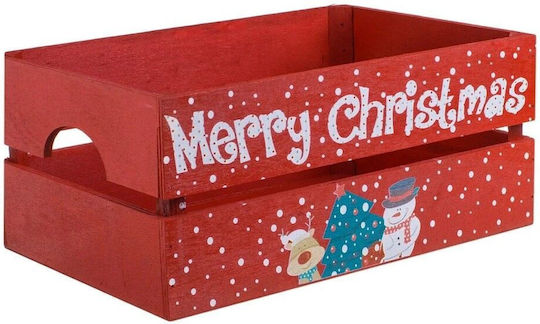 Decorative Wooden Basket Red Merry Christmas