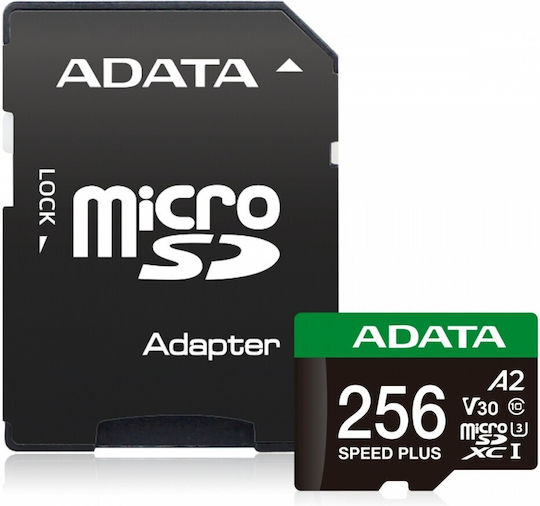 Adata microSDXC 256GB U3 V30 A2 UHS-I 180MB/s С Адаптер