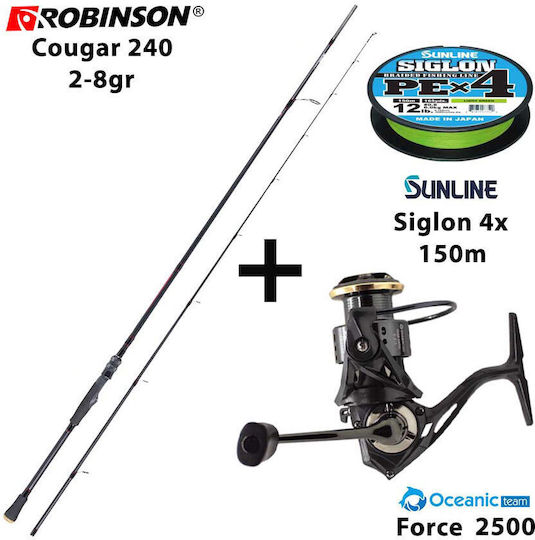 Robinson Cougar 240 Fishing Rod for Light Rockfishing with Reel 2.40m