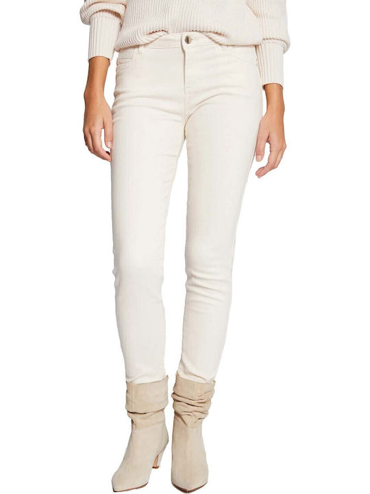 Women's Fabric Trousers Slim Fit Ecru