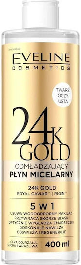 Eveline 24K Gold Micellar Wasser Make-up-Entferner für Gesicht, Augen & Lippen mit Anti-Aging & Beruhigung Wirkung 400ml