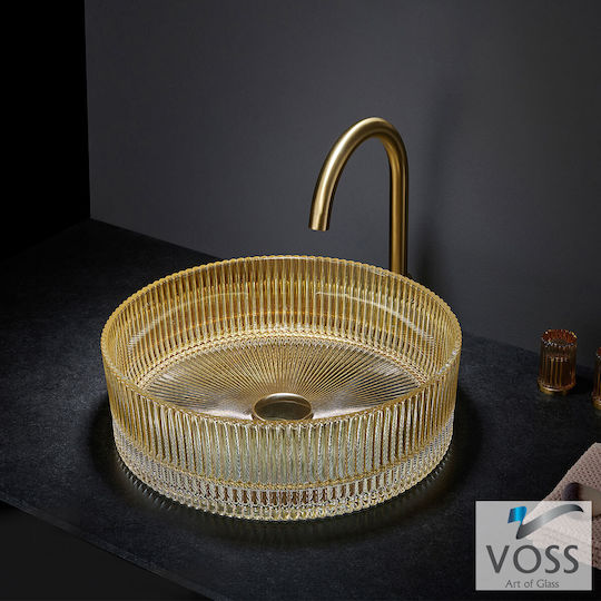 GSI Επικαθήμενος Νιπτήρας Γυάλινος 40x40cm Gold