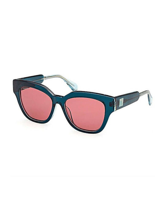 Max & Co Women's Sunglasses with Black Horn-Rimmed Frame and Green Lens MO0106 98J