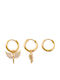 Set Earrings made of Steel Gold Plated with Stones
