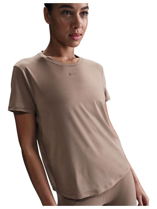 Nike One Classic Women's Blouse Short Sleeve Brown