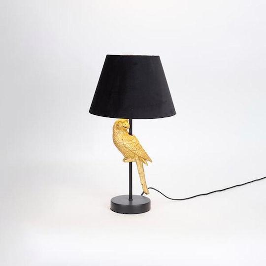 Eurolamp Υφασμάτινο Πορτατίφ με Μαύρο Καπέλο και Χρυσή Βάση