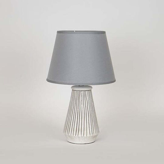 Eurolamp Κεραμικό Πορτατίφ για Ντουί E14 με Γκρι Καπέλο και Λευκή Βάση
