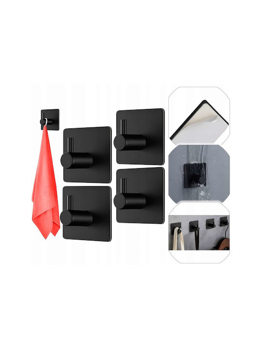 Olympus Single Wall-Mounted Bathroom Hook Black