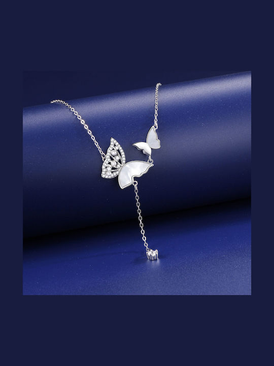 By Queen Κολιέ Butterfly 925 Φίλντισι Zircon Ασημί By Queen Κολιέ Butterfly 925 Φίλντισι Zircon Ασημί