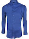 Long-sleeved Cotton Shirt Blue