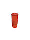Cană din bambus cu capac din silicon portocaliu 500ml 067018 Fibre de bambus