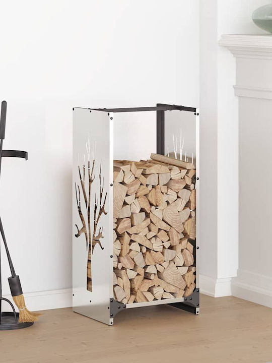 vidaXL Inox Shelf Wood Storage 40x30x80cm Silver
