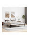 King Size Wooden Brown Bed with Slats for Mattress 183x203cm
