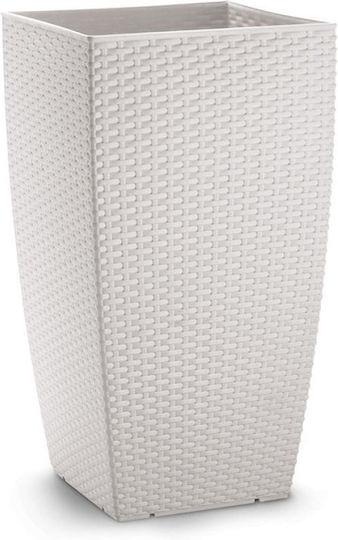 Plastona Natura Γλάστρα 65lt 36x36x66cm Λευκό Φλοράλ-wf 102896