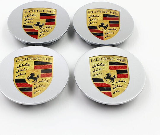 Καπάκια Ζάντες Τάπες Κέντρου Ζάντας Porsche Ασημί 76mm 59mm 4τεμ