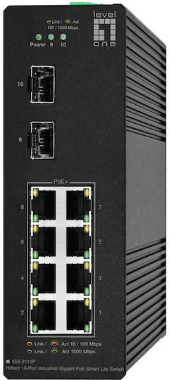 Level One IGS-2110P Unmanaged L2 PoE+ Switch με 8 Θύρες Gigabit (1Gbps) Ethernet και 2 SFP Θύρες