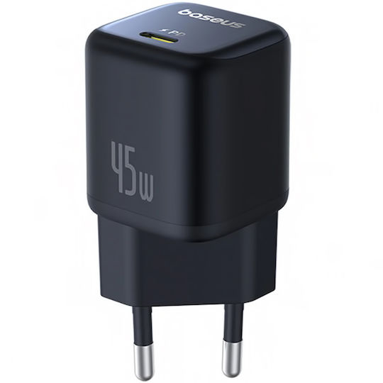 Baseus Φορτιστής Χωρίς Καλώδιο GaN με Θύρα USB-C 45W Power Delivery / Quick Charge 3.0 / SuperCharge Μαύρος (PicoGo)