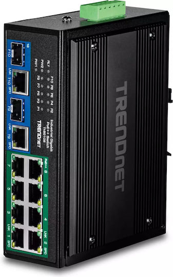 Trendnet TI-BG108 Unverwaltet L2 PoE++ Switch mit 8 Ports Gigabit (1Gbps) Ethernet und 2 SFP Ports