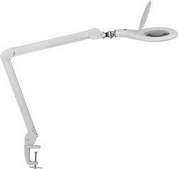 Lampă cu Lupa LED Maul Makro Clemă Albă