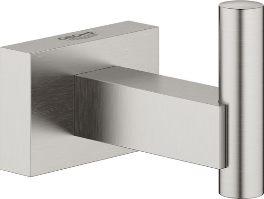 Grohe Essentials Cube Single Wall-Mounted Bathroom Hook Inox Silver