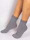 Damen-Mid-Calf-Socken Schwarz & Weiße Linien Linea D'oro K046-schwarz