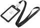 Kartenhalter Doppelseitig Transparenter Ausweishalter Plastikhülle Vertikal Doppelseitiger Namenskartenhalter Lanyard Schule Büro Schwarz