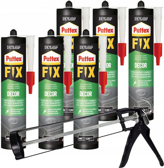 Adeziv de Montare Pattex Fix Decor 380g 6 Bucăți + Dispenser de Lipici cu Schelet