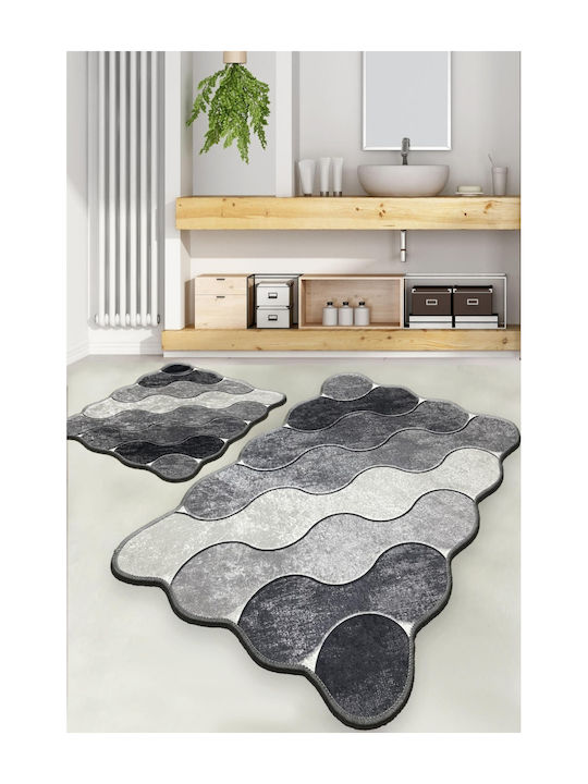 L'Εssentiel Maison Set Badematten Synthetisch,Polyester/Cotton/Leather Rechteckig Grey 2Stück