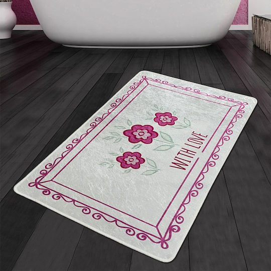 L'Εssentiel Maison Badematte Synthetisch,Polyester/Cotton/Leather Rechteckig White-pink 70x120cm