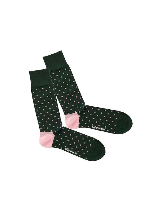 Dillysocks Rose Dot Field Green