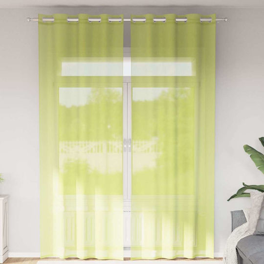 vidaXL Set Curtains with Grommets Voile Green 140x260cm