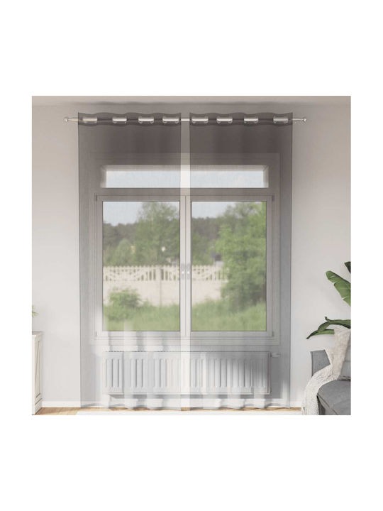 vidaXL Σετ Κουρτίνες με Τρουκς Γκρι 140x260εκ.