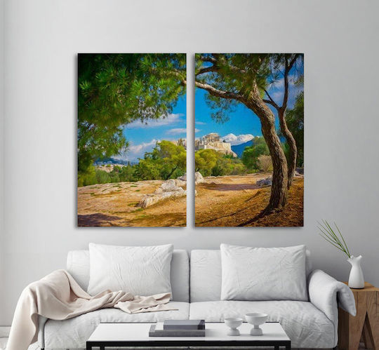 Leinwandgemälde Akropolis Diptychon 70x50cm 2 Stück 35x50cm