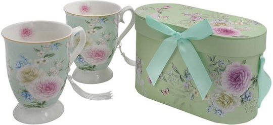 Fylliana Floral Mug Ceramic Green 2pcs Fylliana Floral Mug Ceramic Green 2pcs
